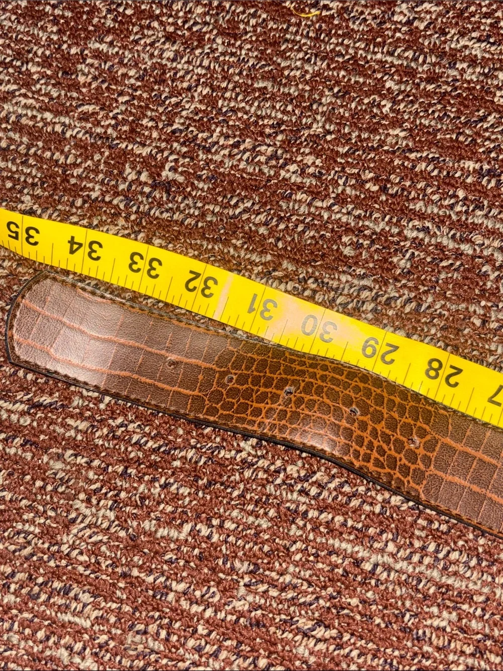Croc embossed peacock feather faux leather belt brass tone buckle concho belt 30